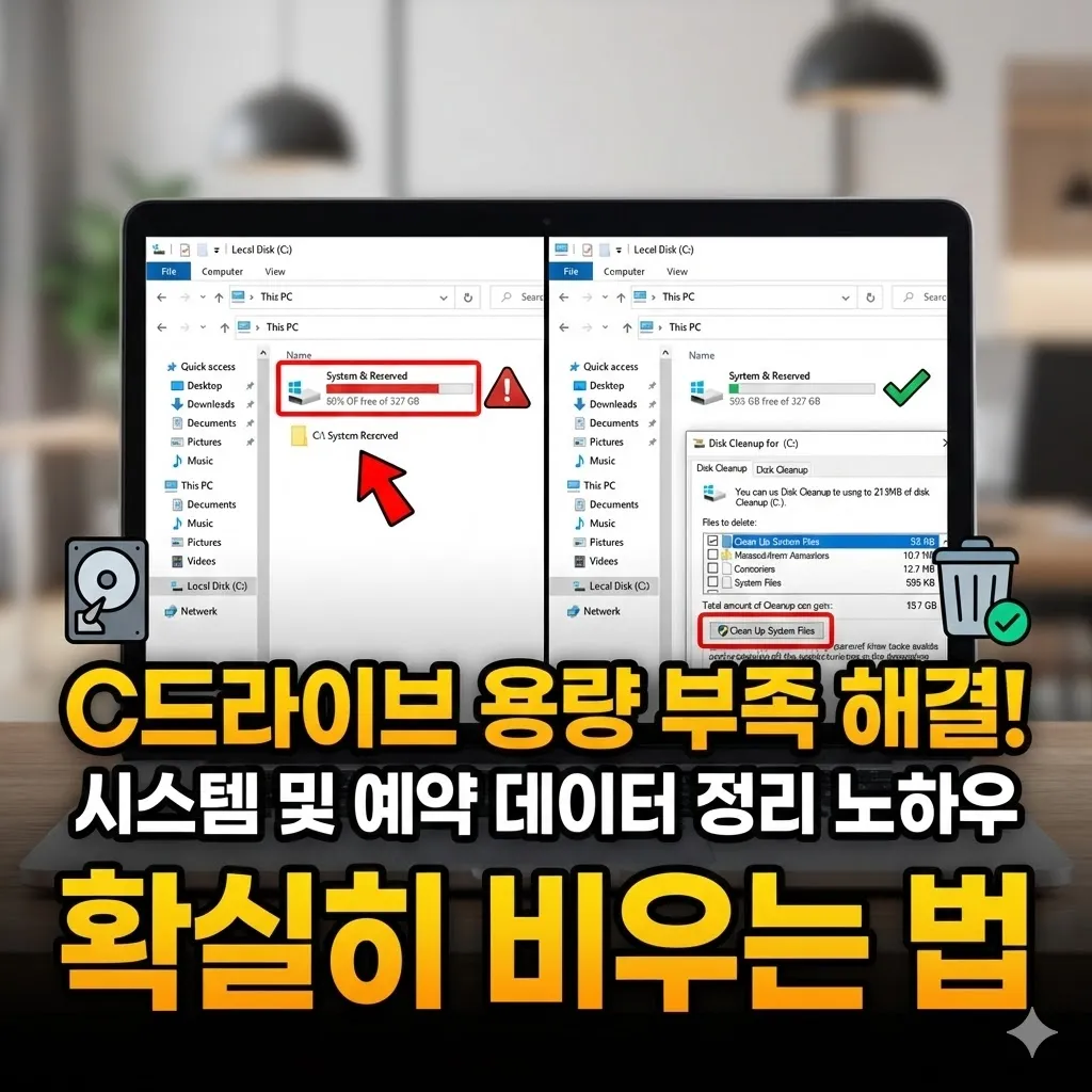 C드라이브 용량 부족 해결: 시스템 및 예약 데이터 정리 노하우' 확실히 비우는 법