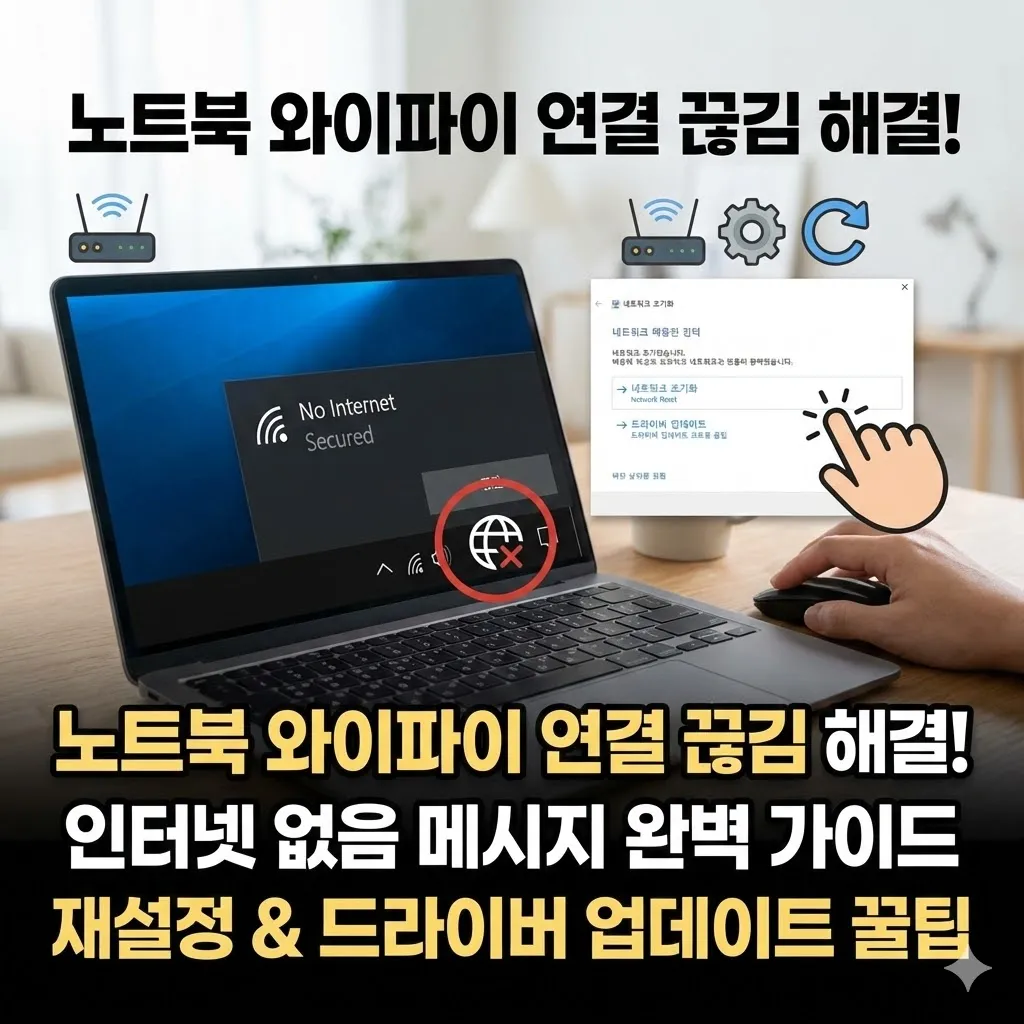 노트북 와이파이 연결 끊김 및 인터넷 없음 메시지 해결책 완벽 가이드