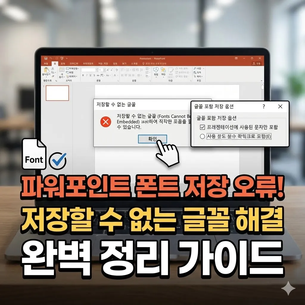 파워포인트 폰트 포함 저장 안 될 때 '저장할 수 없는 글꼴' 해결법 완벽 정리