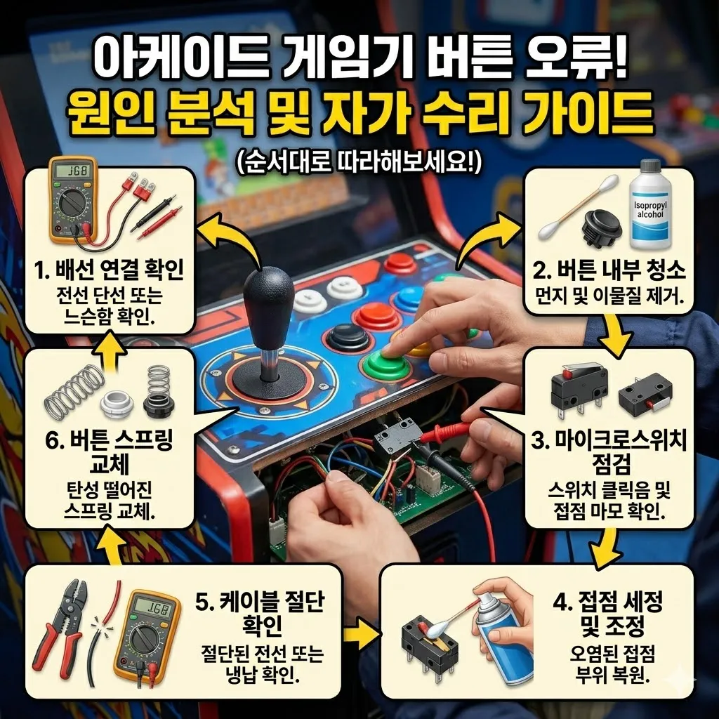 아케이드 게임기 버튼 오류 원인과 자가 수리 가이드