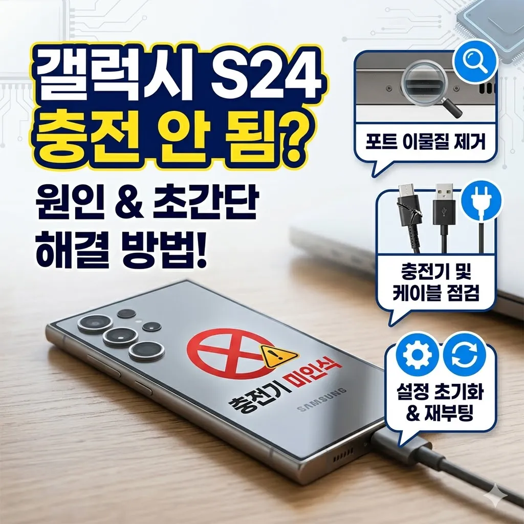 갤럭시 S24 충전기 인식 오류 원인 해결 방법