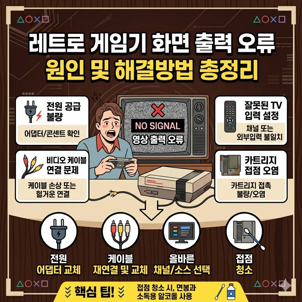레트로 게임기 화면 출력 오류 발생 시 확인해야 할 원인과 해결방법