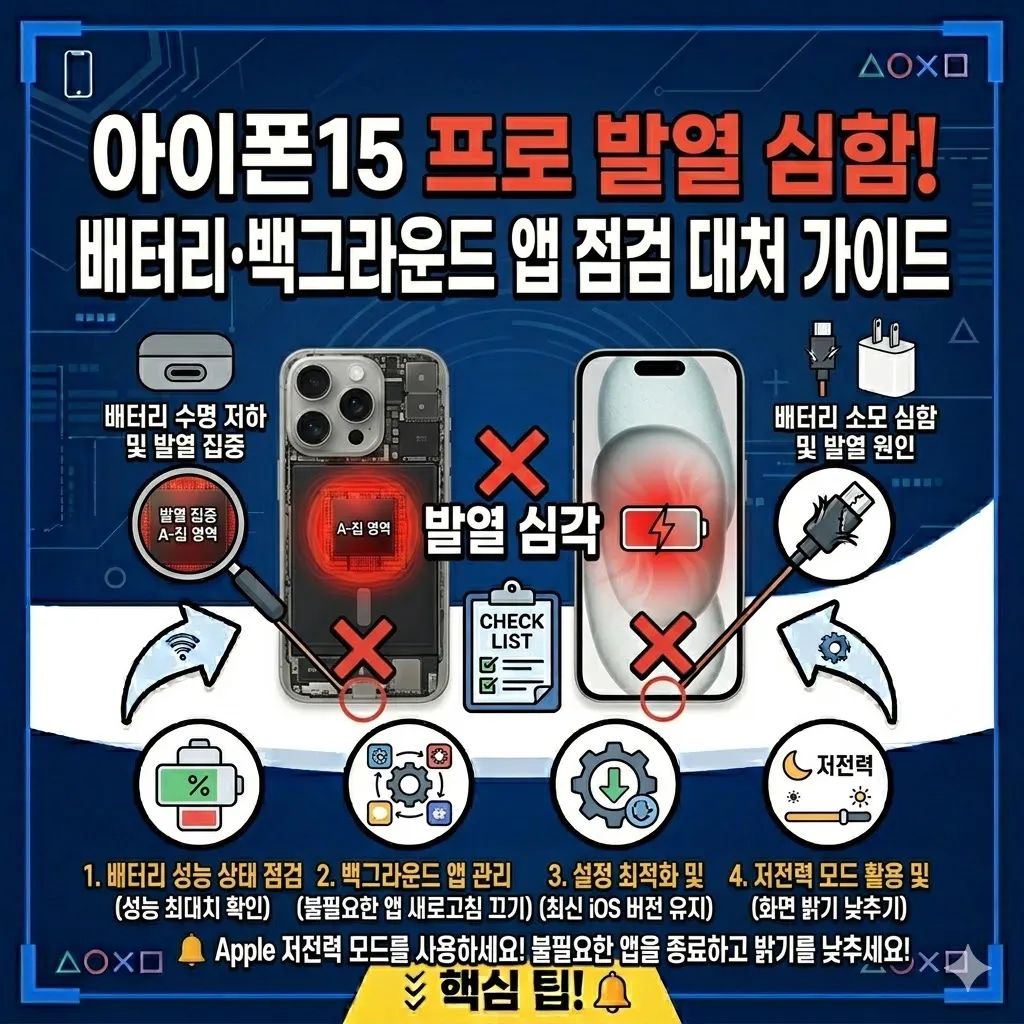 아이폰15 프로 발열 심한 오류 배터리·백그라운드 앱 점검 대처 가이드