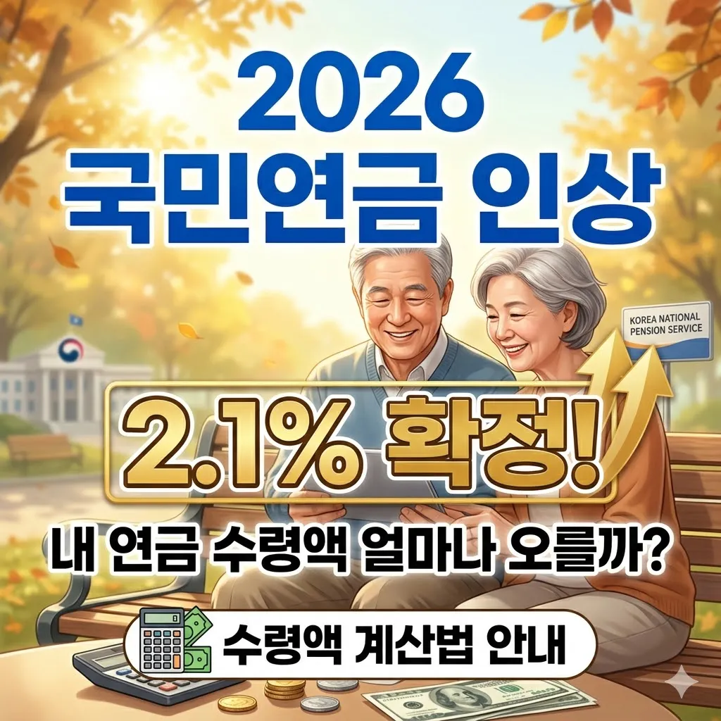 2026년 국민연금 인상률 2.1% 확정 수령액 계산법 안내