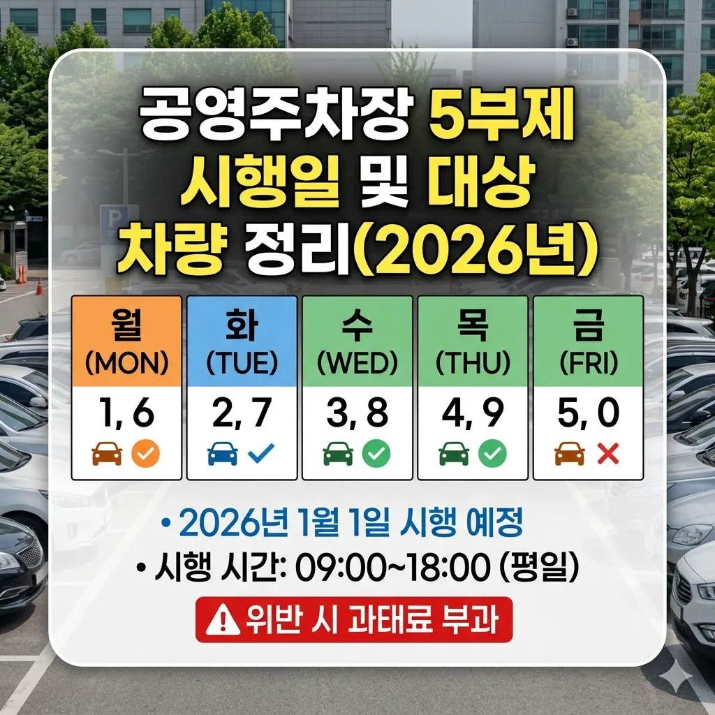 공영주차장 5부제 시행일 및 대상 차량 정리(2026년)
