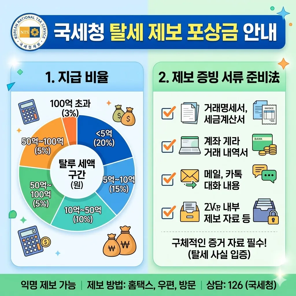 국세청 탈세 포상금 지급 비율 및 제보 증빙 서류 준비법