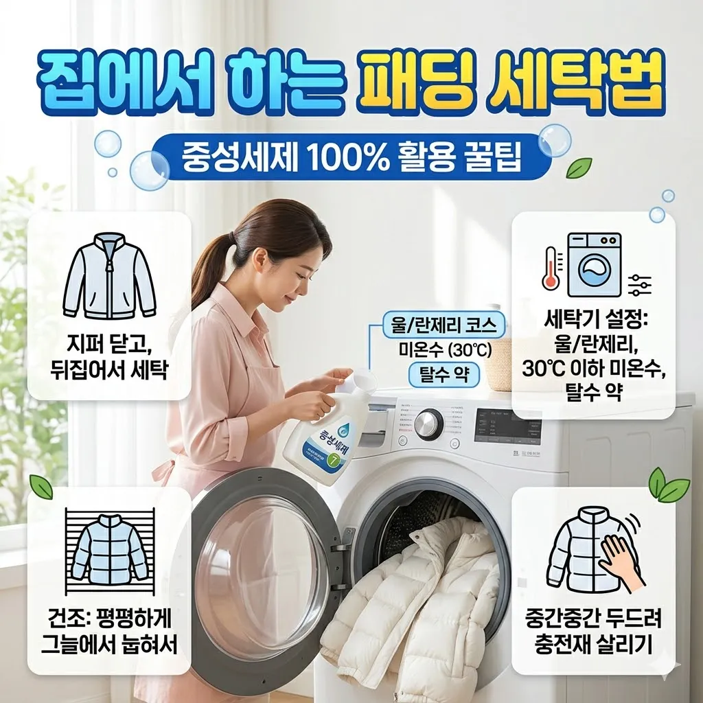 패딩 세탁법 중성세제 활용 집에서 하는 방법