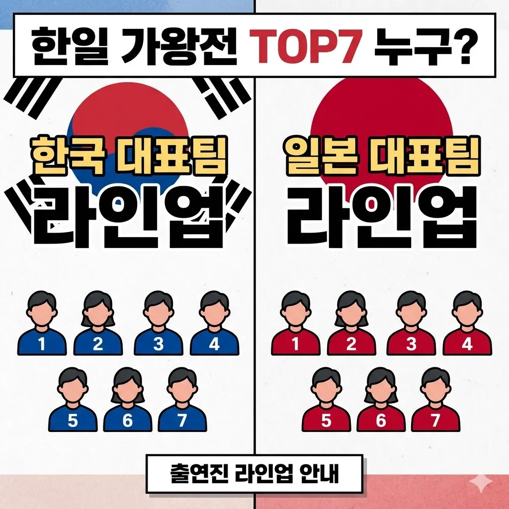한일 가왕전 출연진 TOP7 누구? 한국 일본 대표팀 라인업 안내